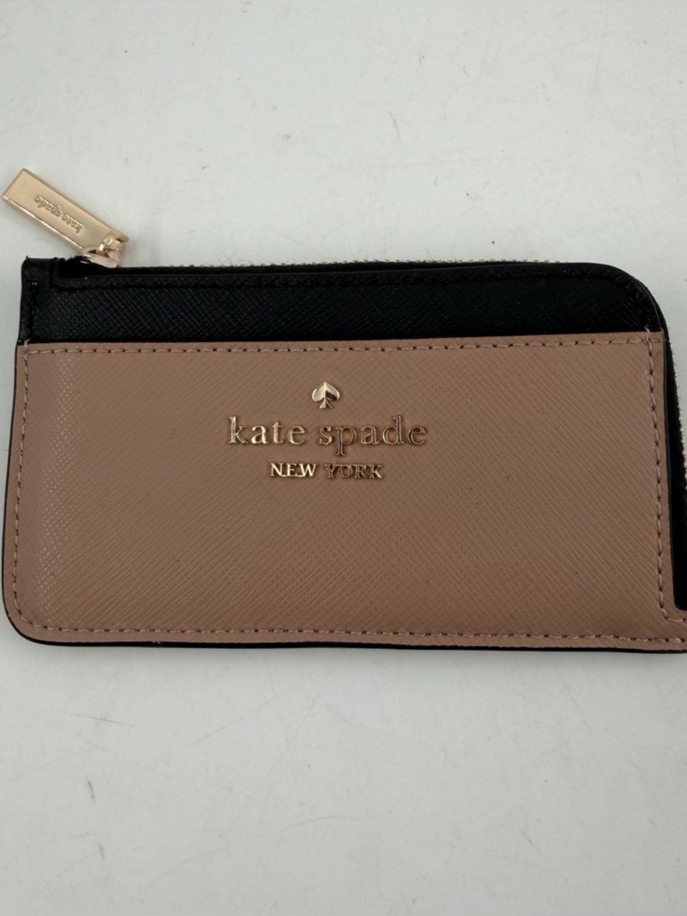 NEW! Kate Spade Madison Saffiano Leather Top Zip Card Holder - Toasted Hazelnut
